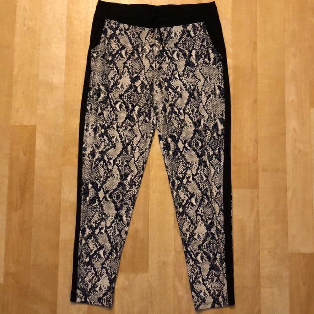 INC International Concepts Snake Print Straight Leg Pants - Black and Cream